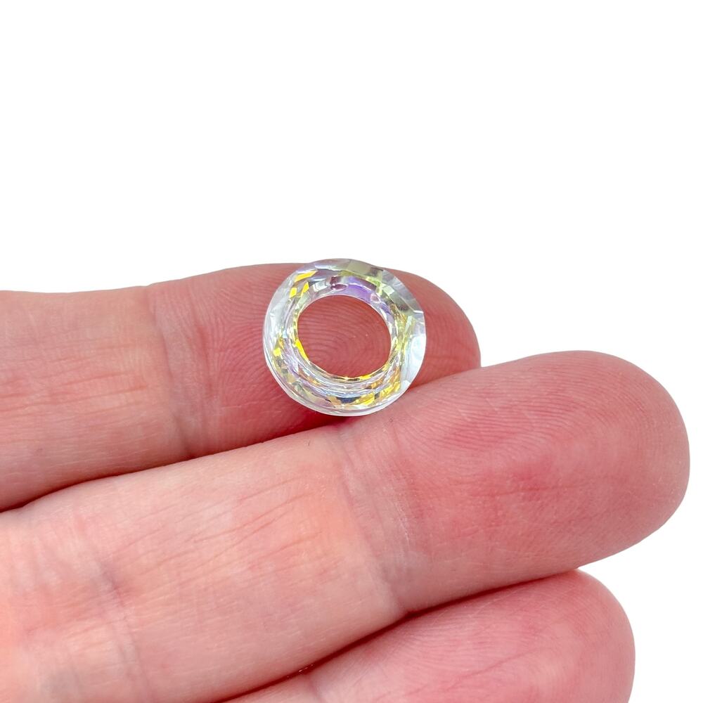 Vintage Faceted Iridescent Crystal Donut Finding Charm